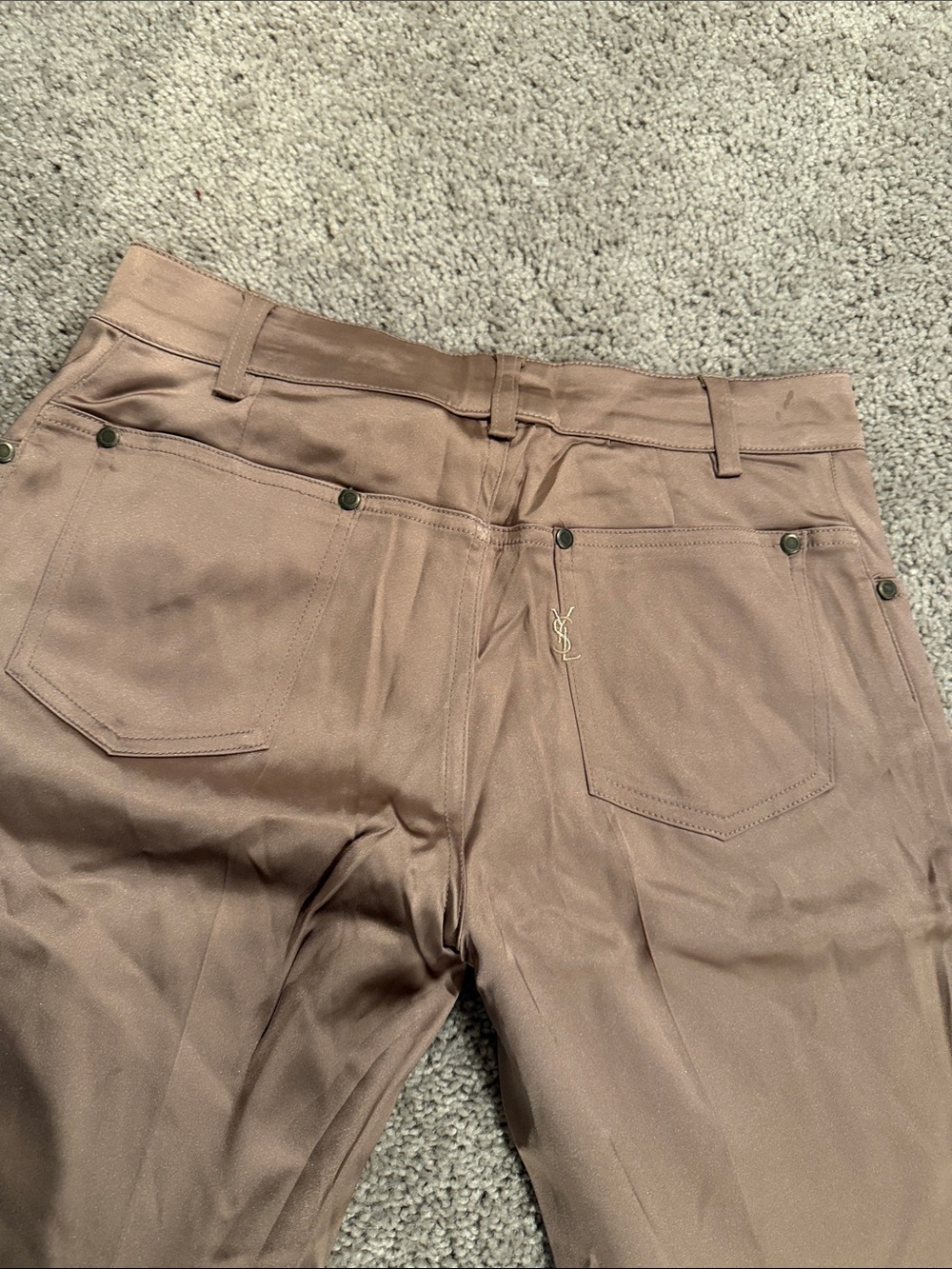 Yves Saint Laurent Silk Shimmery Skinny Pants in Dusty Mauve Sz 4